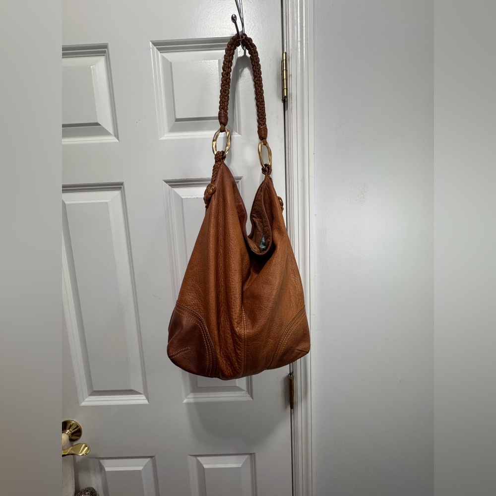 Sigrid Olsen Cognac Braided-Handle Leather Hobo - Picture 9 of 13